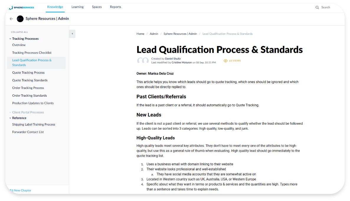 sphere resources lead qualification